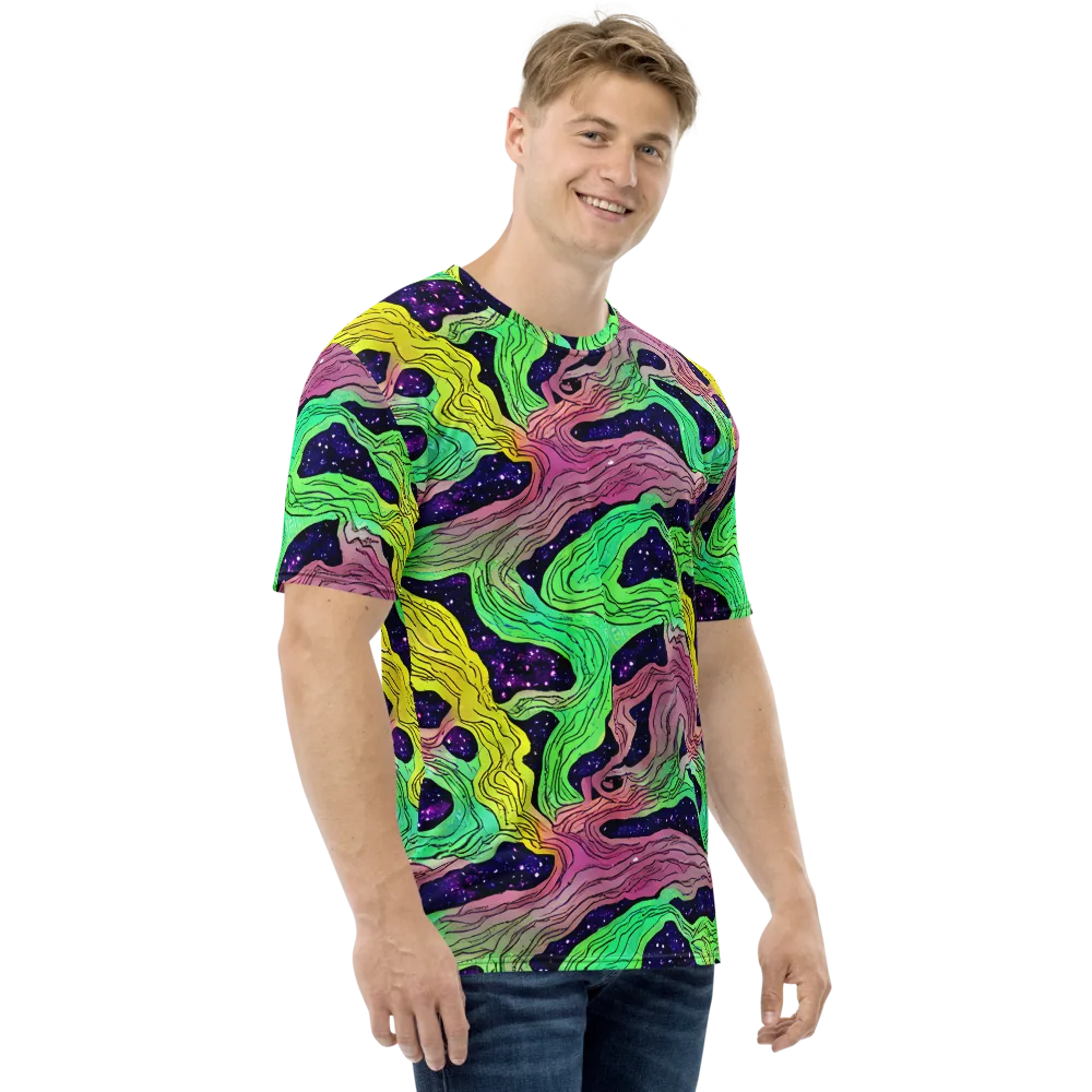 Psychedelic Tides on Men's Crew Neck T-Shirt — Right