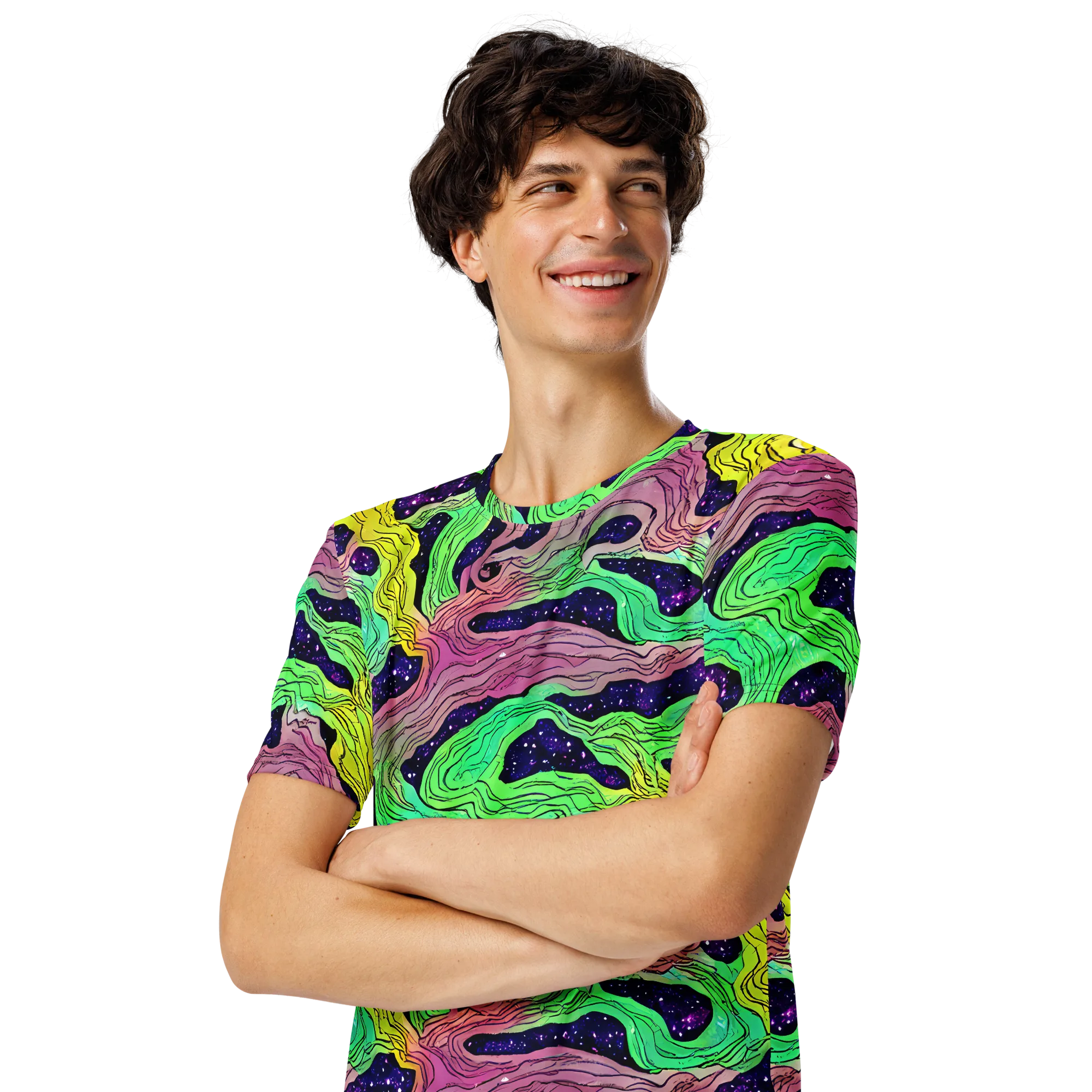 Psychedelic Tides on Men's Crew Neck T-Shirt — Left Front