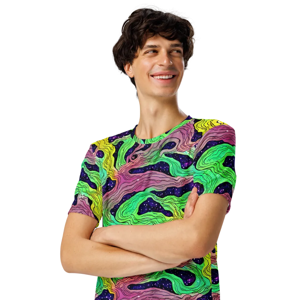 Psychedelic Tides on Men's Crew Neck T-Shirt — Left Front