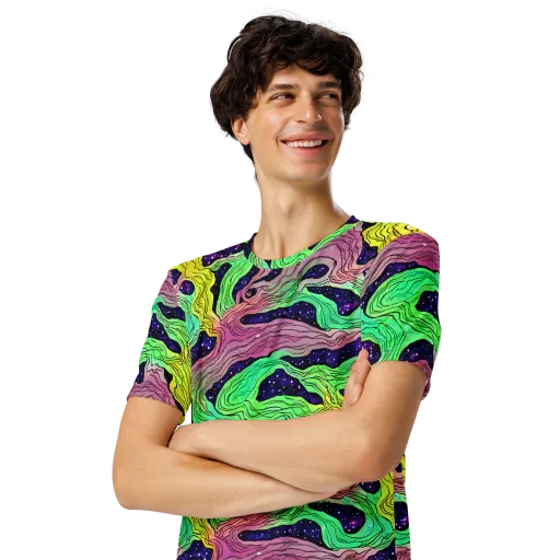 Psychedelic Tides on a Men's Crew Neck T-Shirt