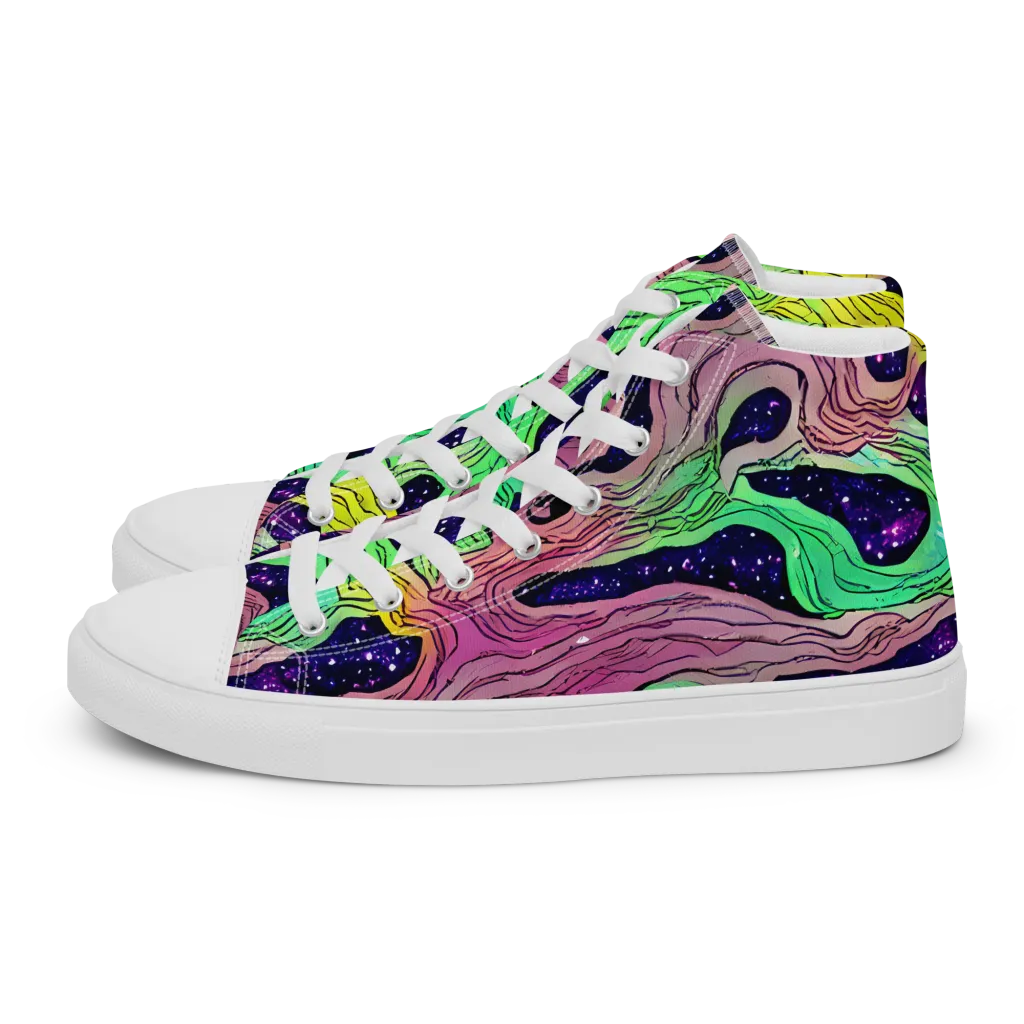 Psychedelic Tides on Men's High Top Canvas Shoes — Left
