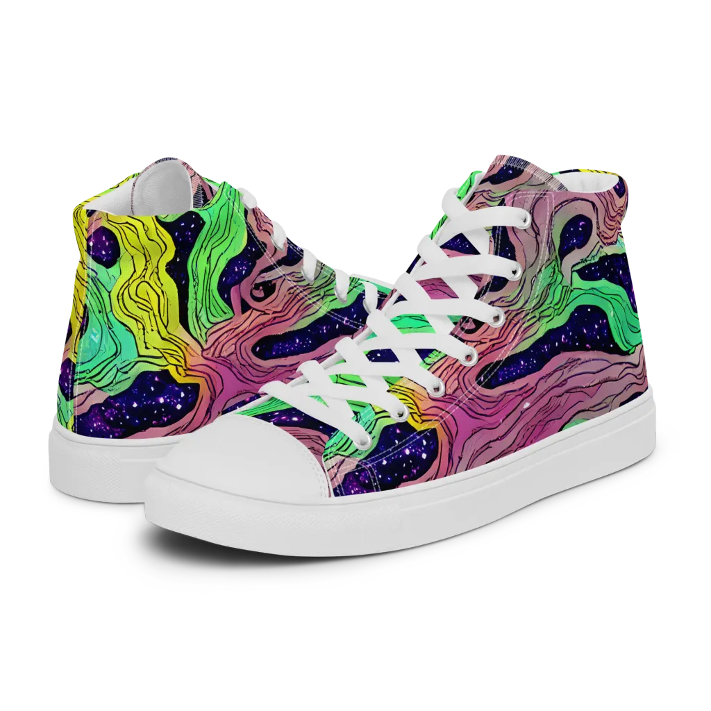 Psychedelic Tides on Men's High Top Canvas Shoes — Left