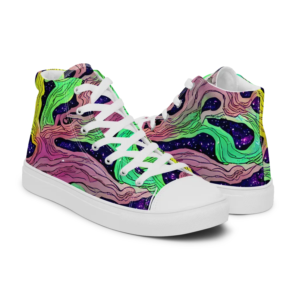 Psychedelic Tides on Men's High Top Canvas Shoes — Right