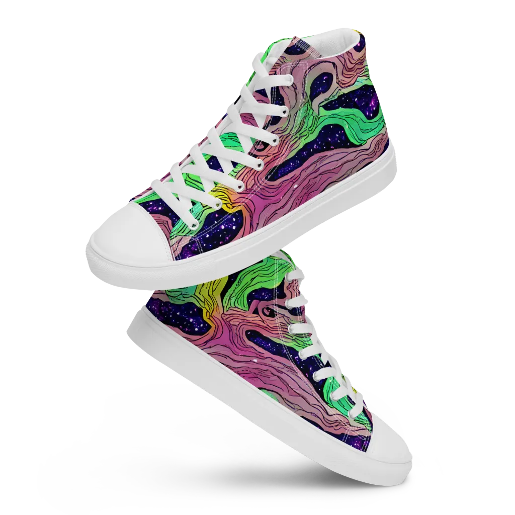 Psychedelic Tides on Men's High Top Canvas Shoes — Front