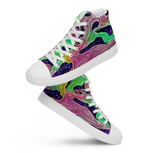 Psychedelic Tides on a Men's High Top Canvas Shoes