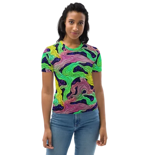 Psychedelic Tides on a Women's Crew Neck T-Shirt