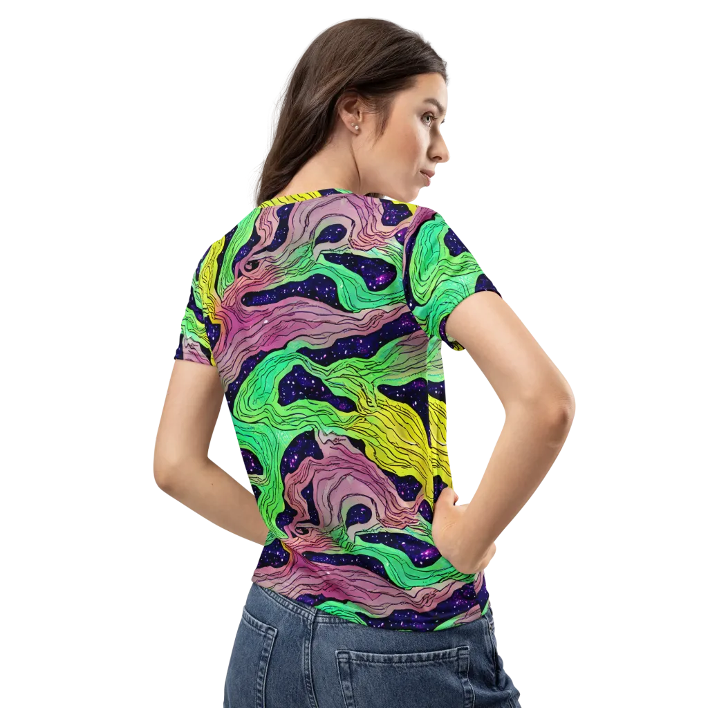 Psychedelic Tides on Women's Crew Neck T-Shirt — Back