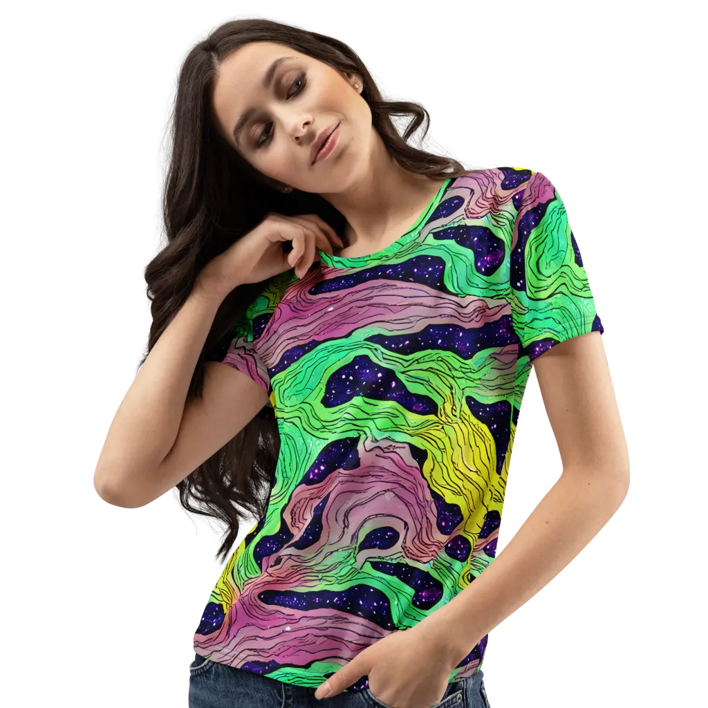 Psychedelic Tides on Women's Crew Neck T-Shirt — Left Front
