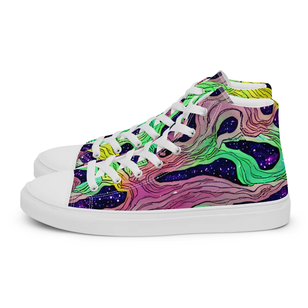 Psychedelic Tides on Women's High Top Canvas Shoes — Left