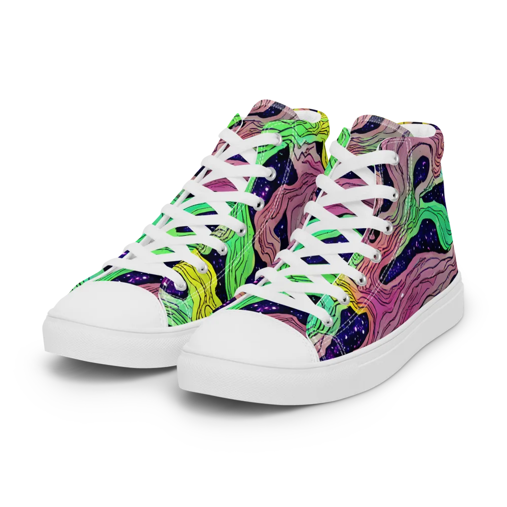 Psychedelic Tides on Women's High Top Canvas Shoes — Left Front