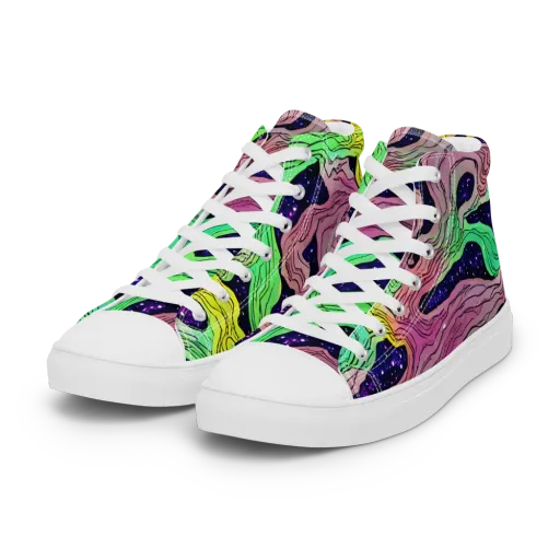 Psychedelic Tides on a Women's High Top Canvas Shoes