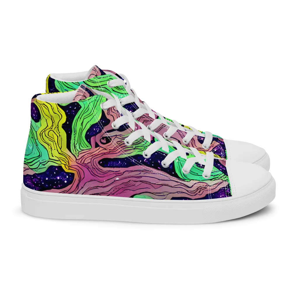 Psychedelic Tides on Women's High Top Canvas Shoes — Right