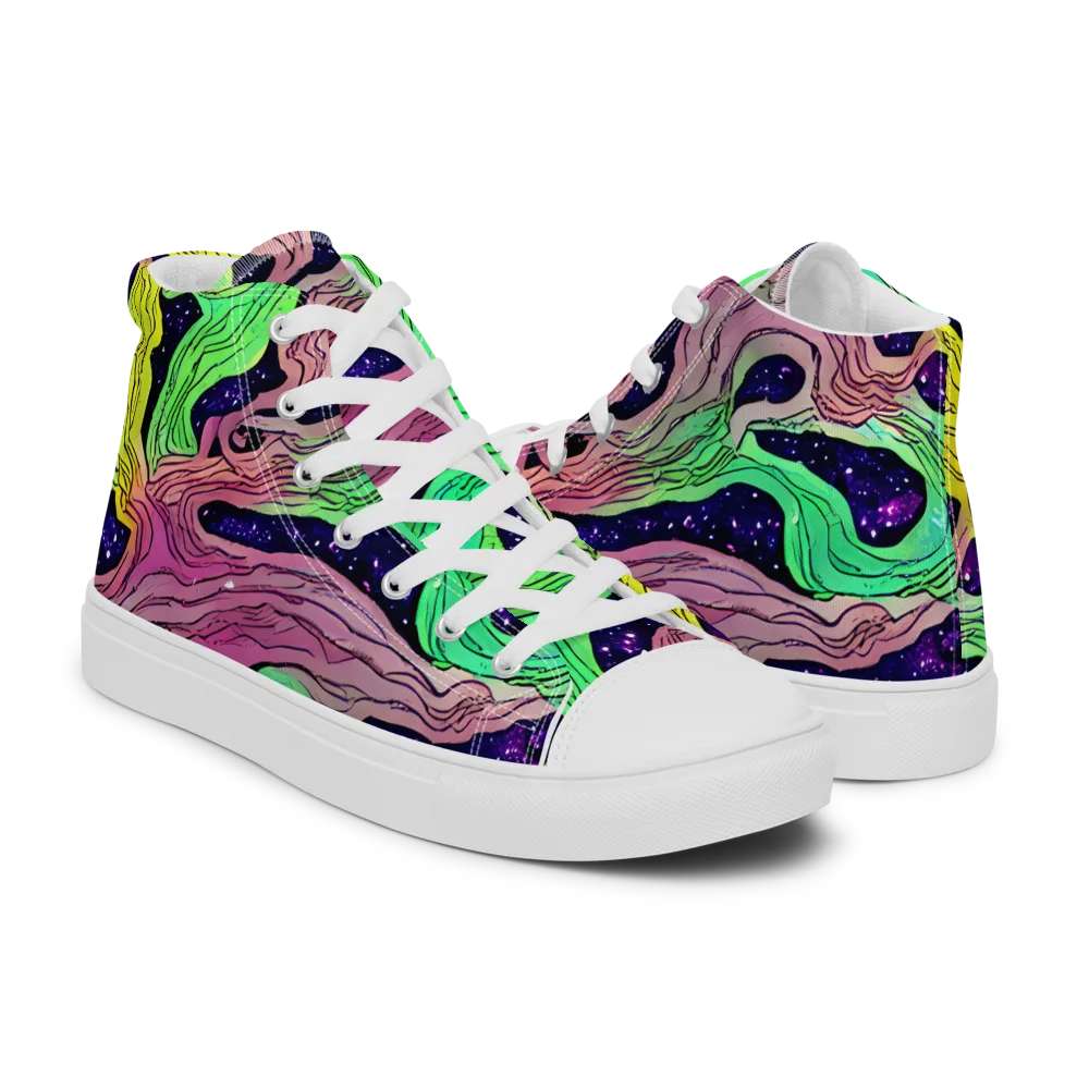 Psychedelic Tides on Women's High Top Canvas Shoes — Right