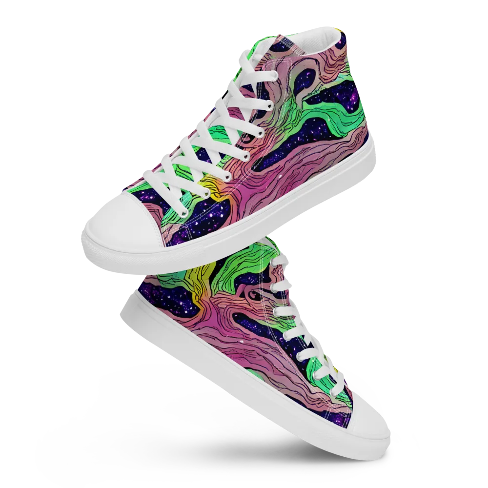 Psychedelic Tides on Women's High Top Canvas Shoes — Front