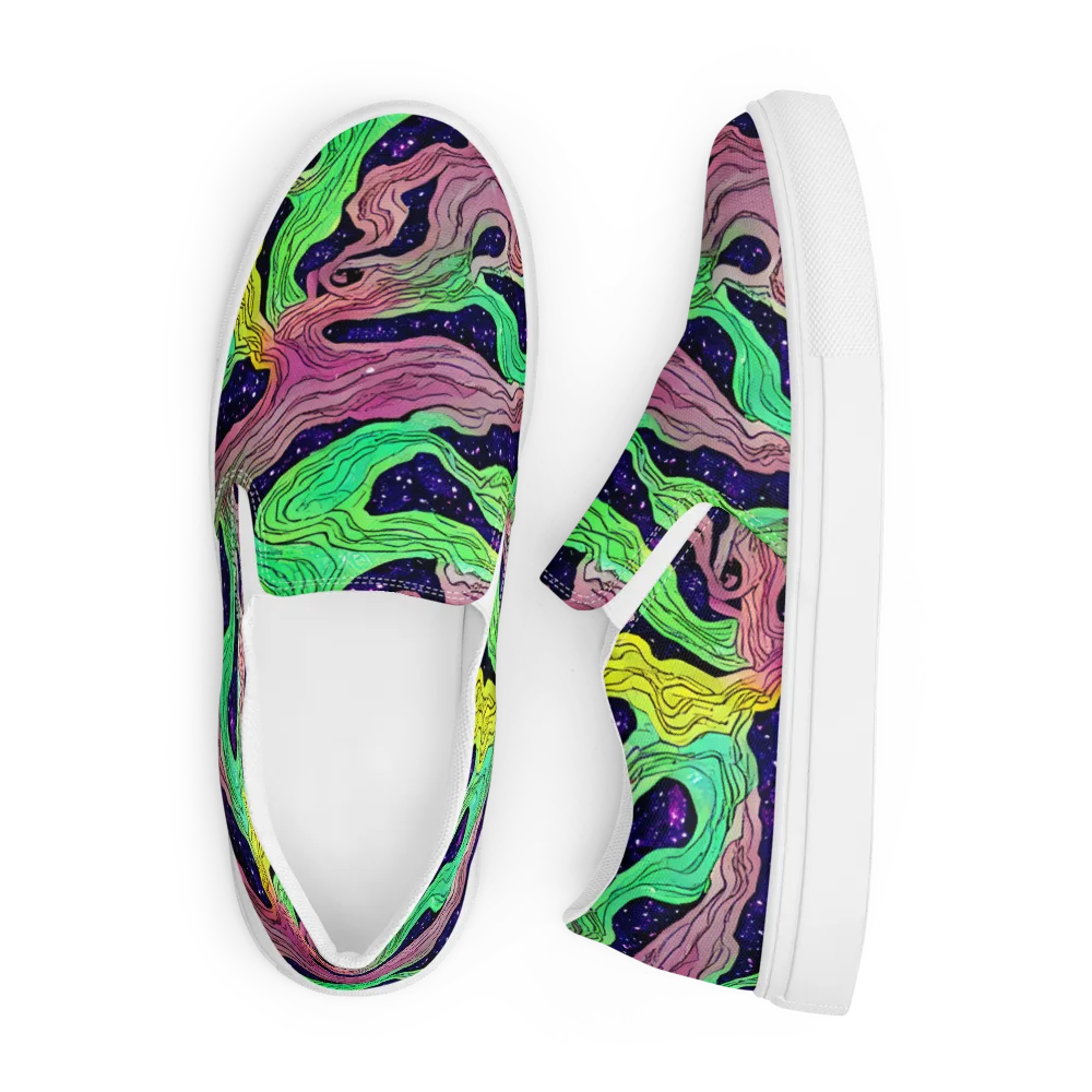 Psychedelic Tides on Men's Slip-On Canvas Shoes — Front