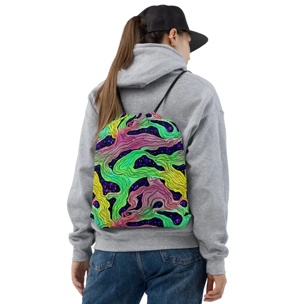 Psychedelic Tides on Drawstring Bag — Front