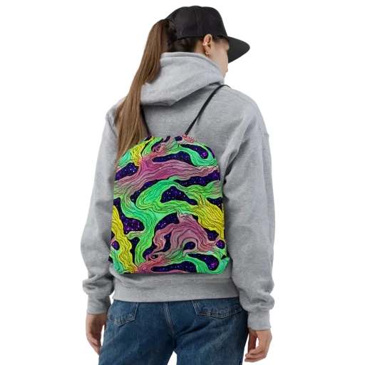 Psychedelic Tides on a Drawstring Bag