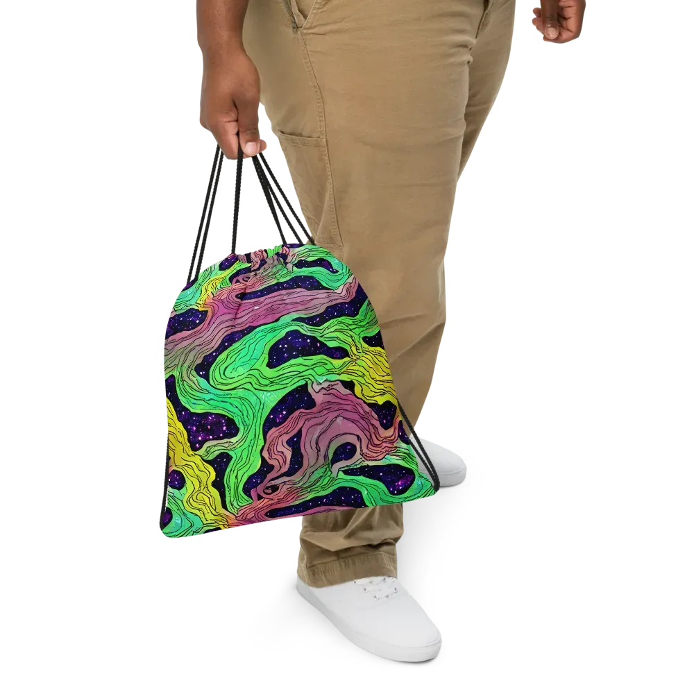 Psychedelic Tides on Drawstring Bag — Front
