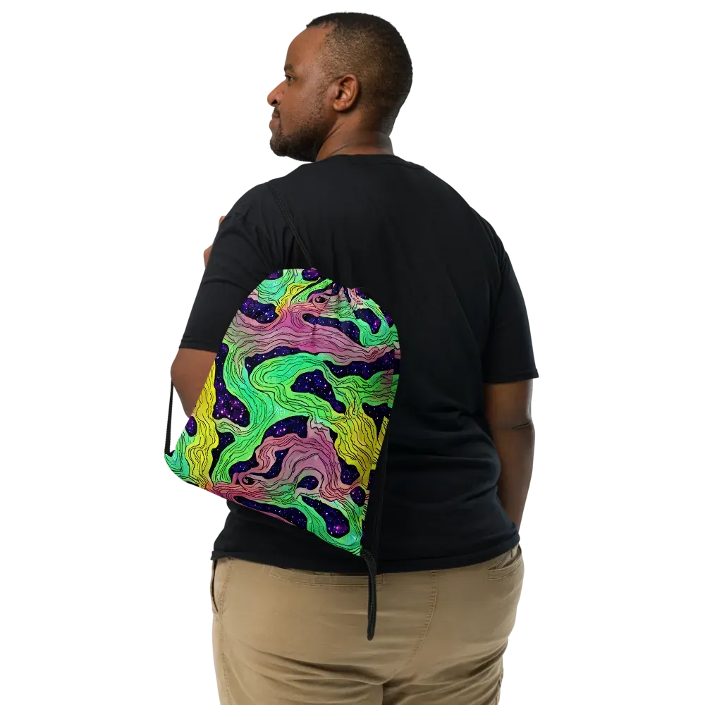 Psychedelic Tides on Drawstring Bag — Front