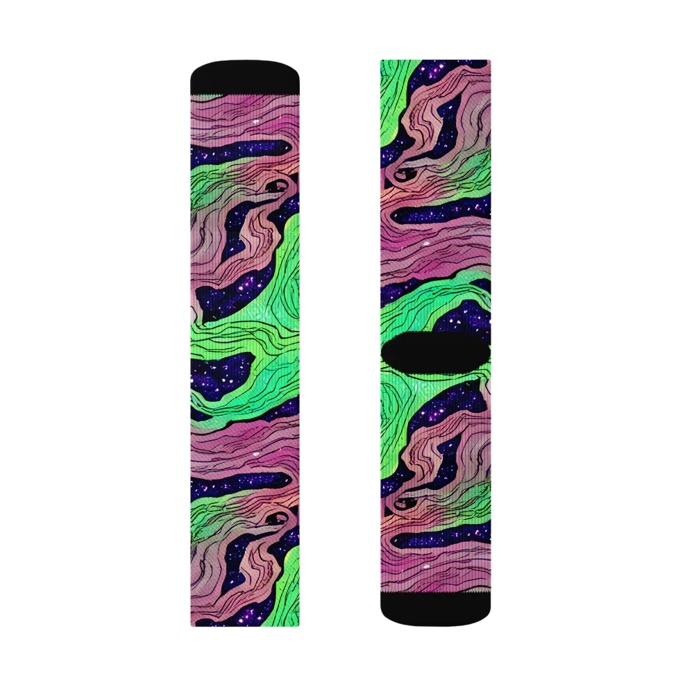 Psychedelic Tides on Socks — Right Sock