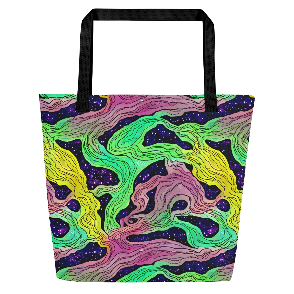 Psychedelic Tides on Large Tote Bag W/ Pocket — Front