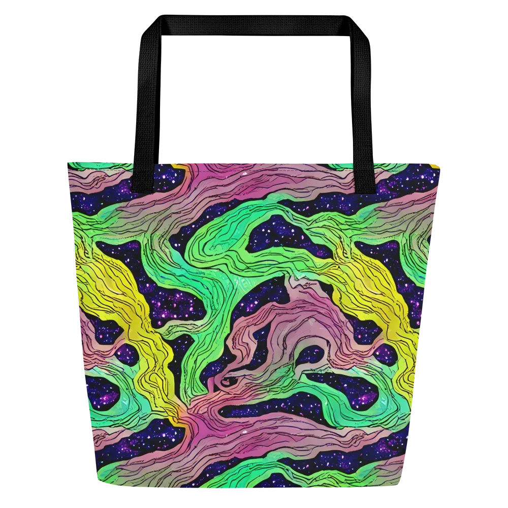 Psychedelic Tides on Large Tote Bag W/ Pocket — Front