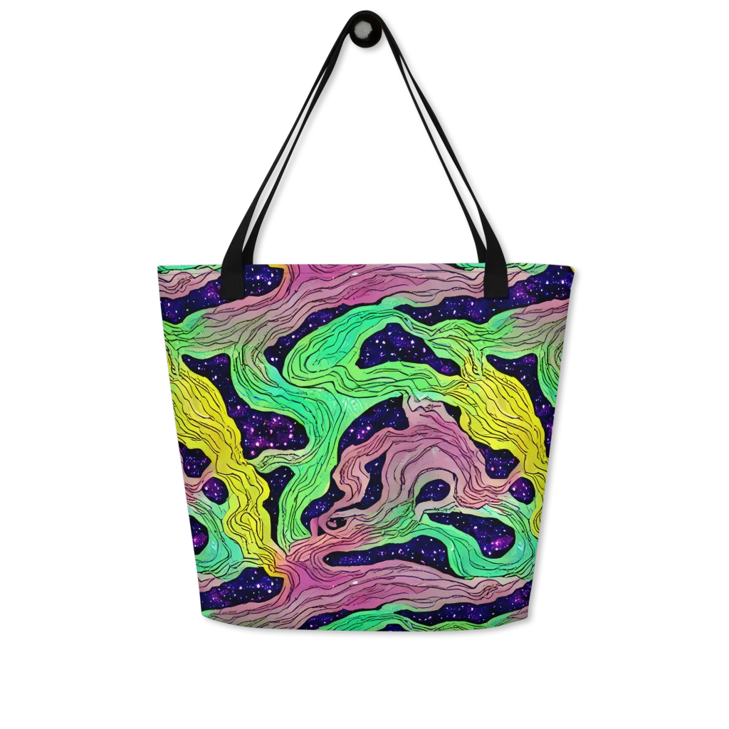 Psychedelic Tides on Large Tote Bag W/ Pocket — Front