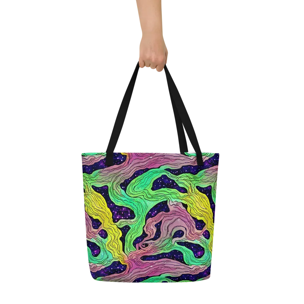 Psychedelic Tides on Large Tote Bag W/ Pocket — Front