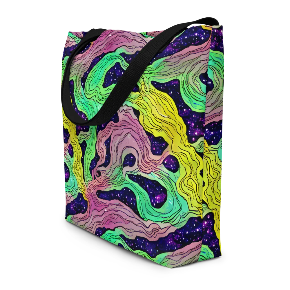 Psychedelic Tides on Large Tote Bag W/ Pocket — Front