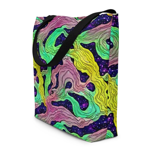 Psychedelic Tides on a Large Tote Bag W/ Pocket