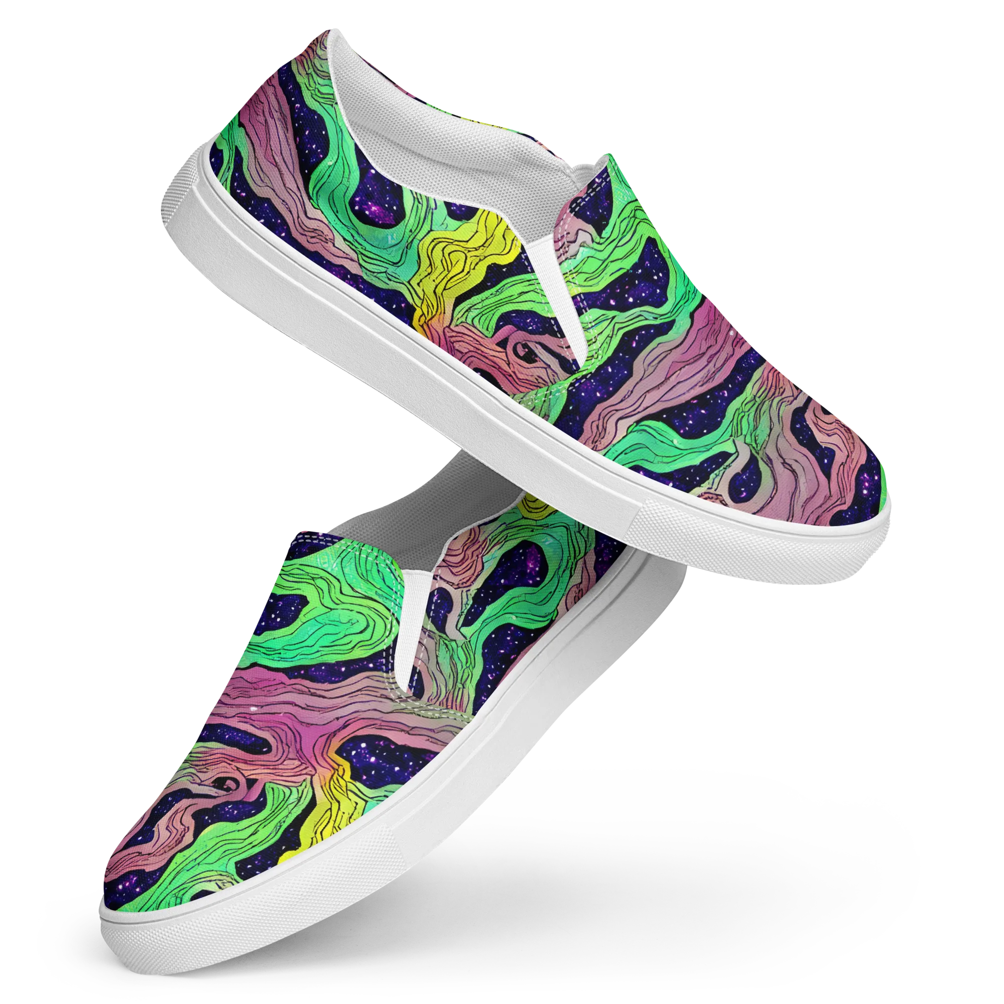 Psychedelic Tides on Women's Slip-On Canvas Shoes — Front