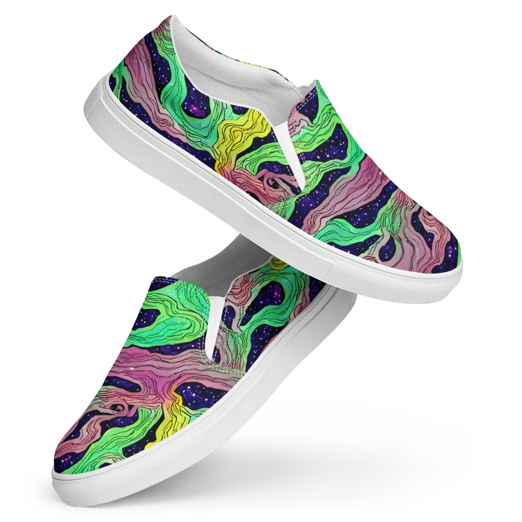 Psychedelic Tides on Women's Slip-On Canvas Shoes — Front