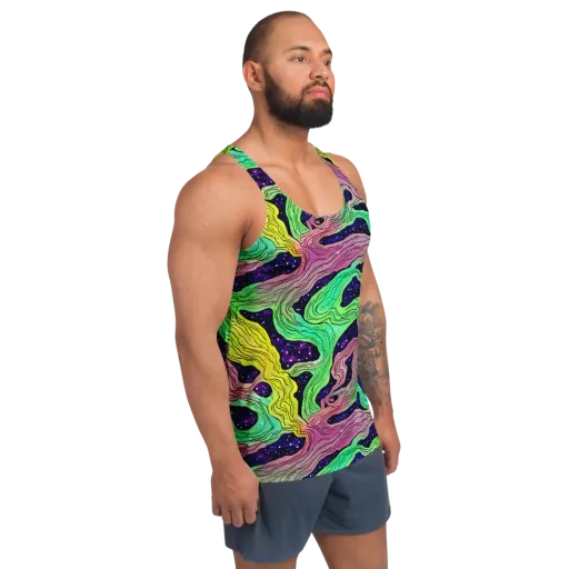 Psychedelic Tides on a Men's Tank Top
