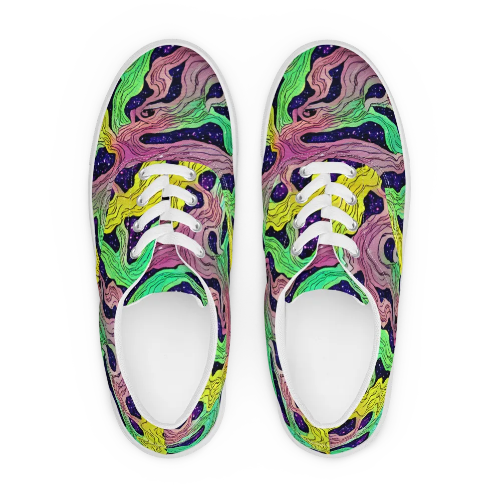 Psychedelic Tides on Men's Lace-Up Canvas Shoes — Front