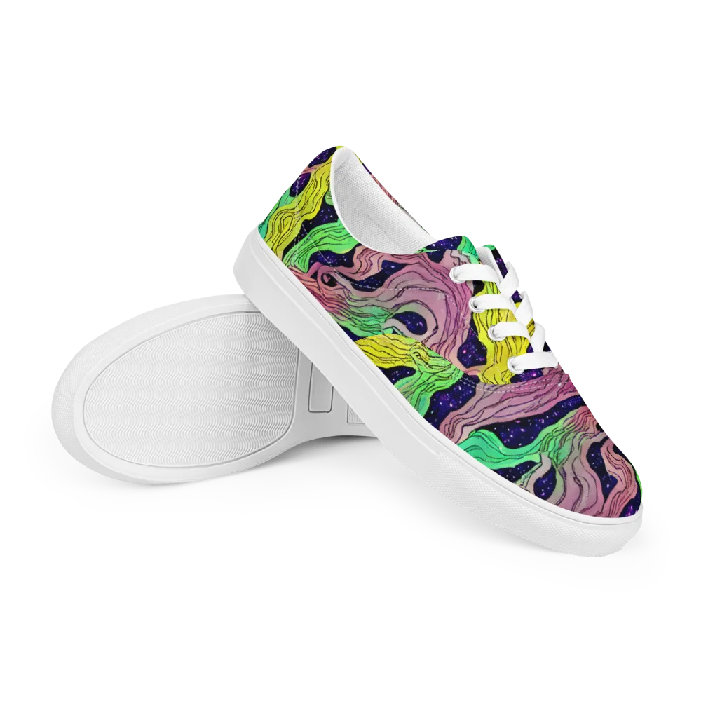 Psychedelic Tides on Men's Lace-Up Canvas Shoes — Right Front