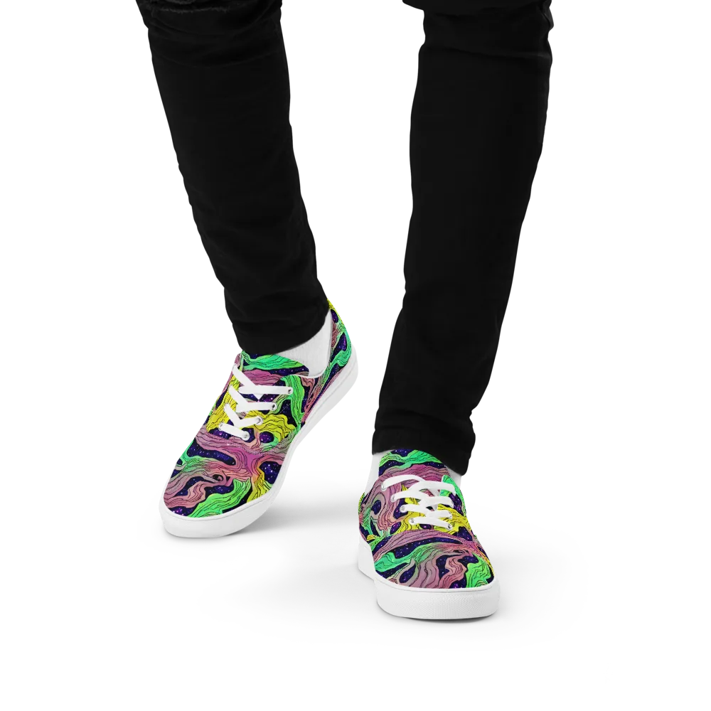 Psychedelic Tides on Men's Lace-Up Canvas Shoes — Front