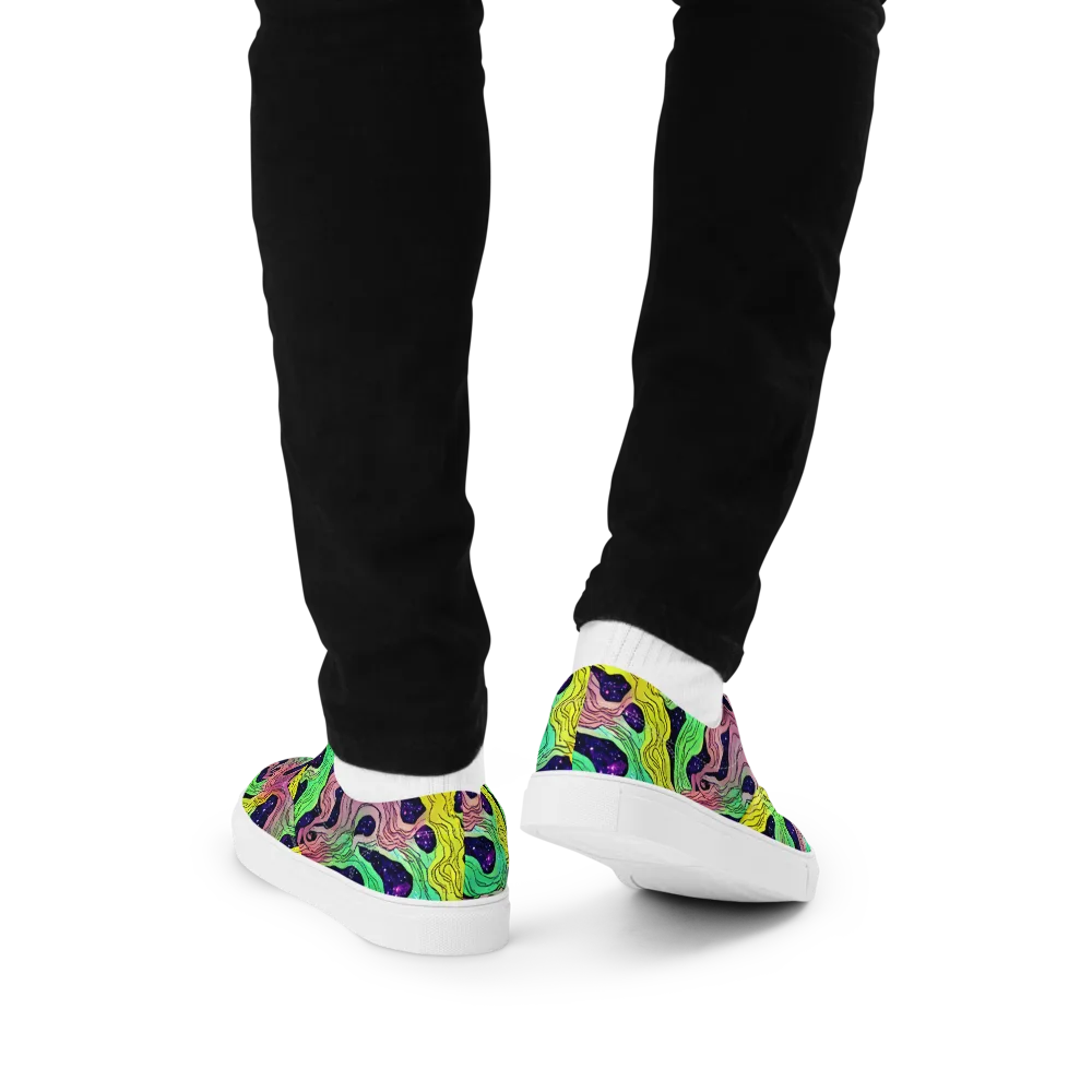 Psychedelic Tides on Men's Lace-Up Canvas Shoes — Back