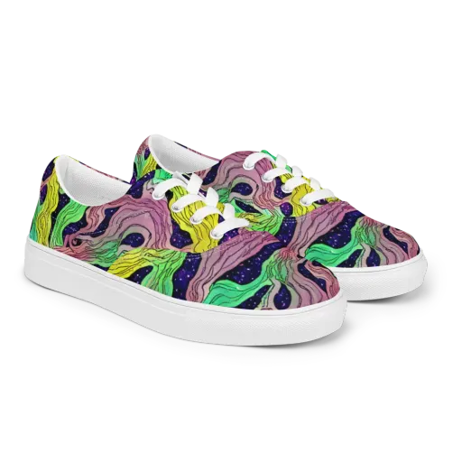 Psychedelic Tides on a Men's Lace-Up Canvas Shoes