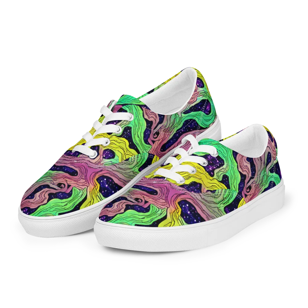 Psychedelic Tides on Men's Lace-Up Canvas Shoes — Left Front