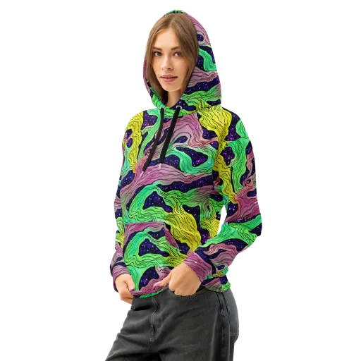 Psychedelic Tides on a Cotton Hoodie