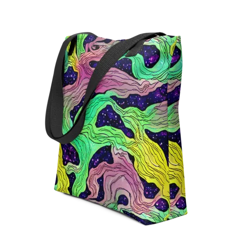 Psychedelic Tides on a Tote Bag