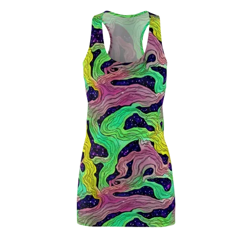 Psychedelic Tides on a Racerback Dress