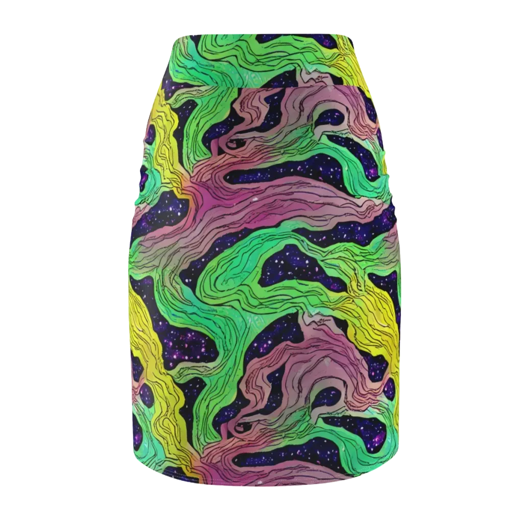 Psychedelic Tides on Pencil Skirt — Back
