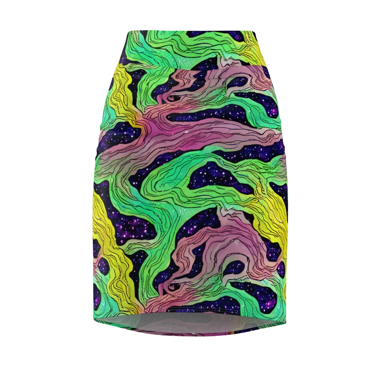 Psychedelic Tides on Pencil Skirt — Front