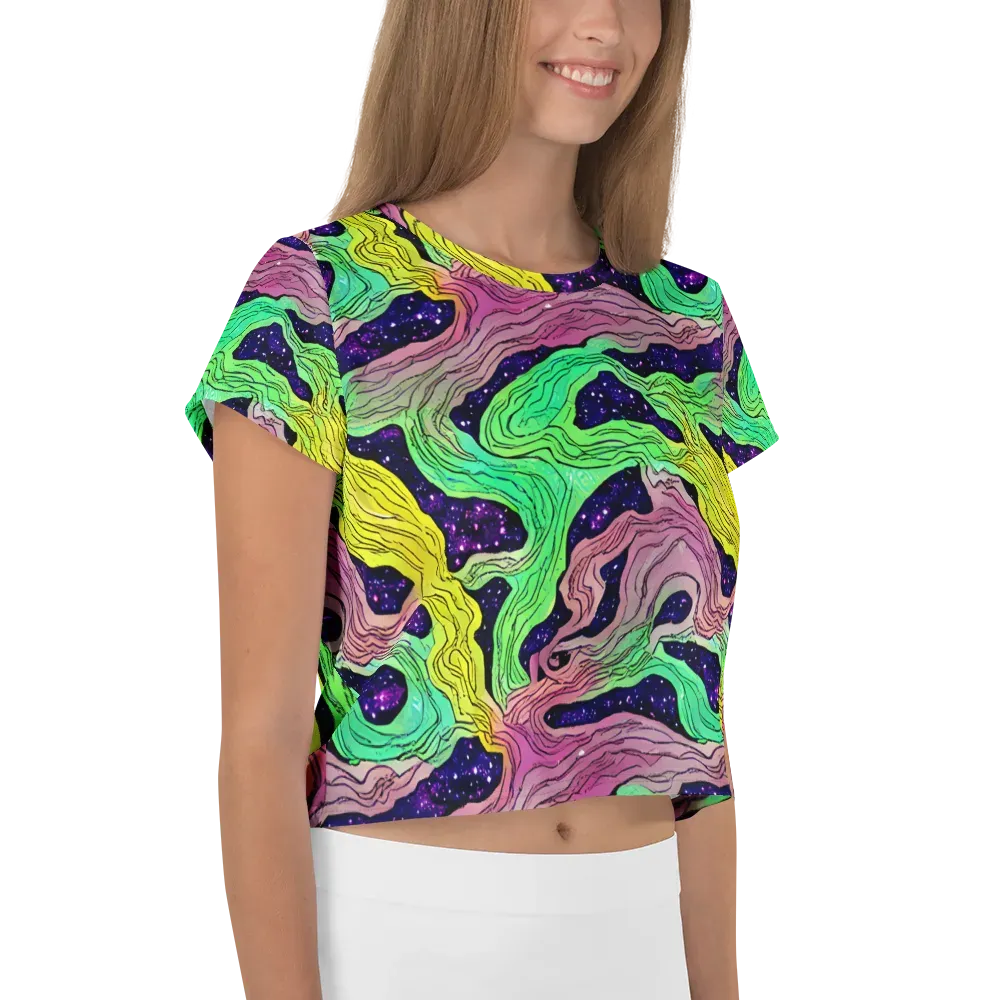Psychedelic Tides on Crop Tee — Right