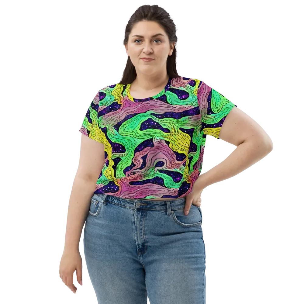 Psychedelic Tides on Crop Tee — Front