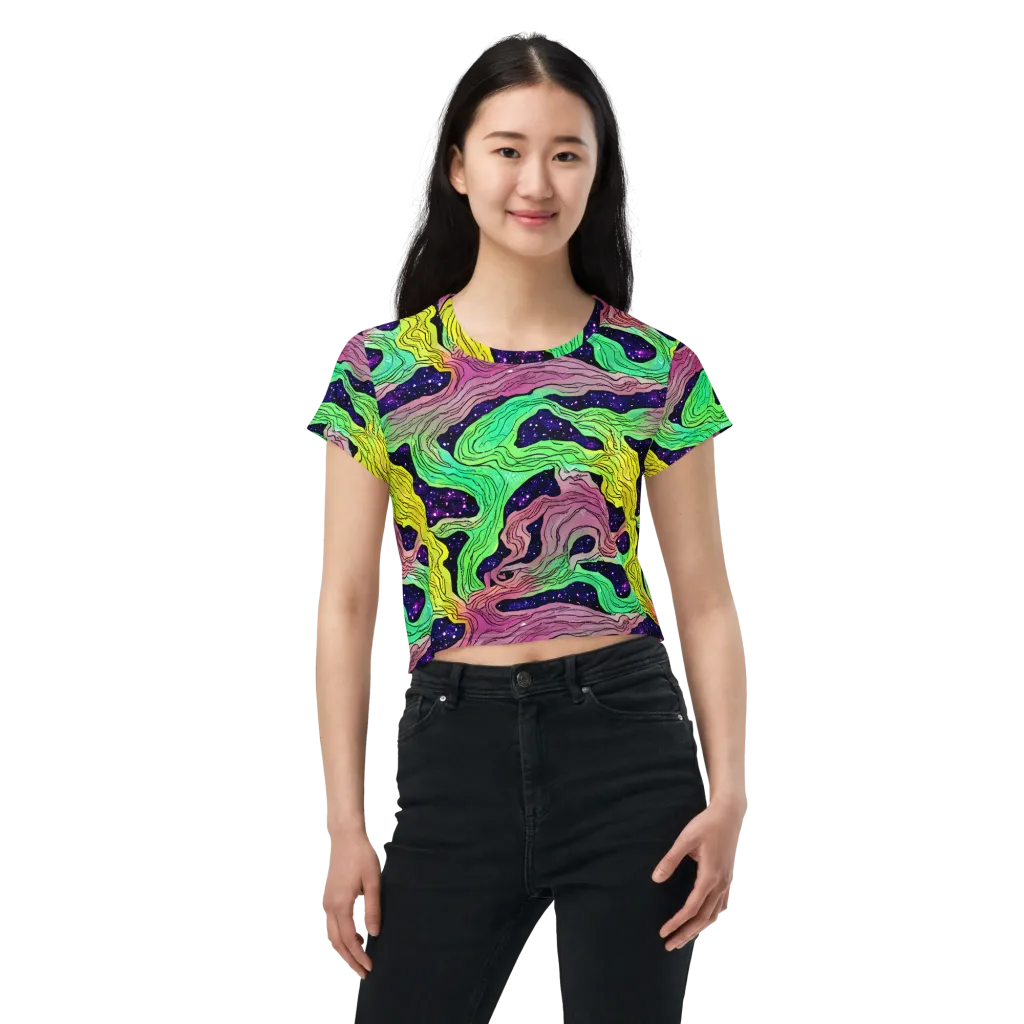 Psychedelic Tides on Crop Tee — Front