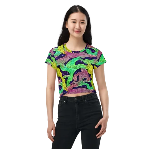 Psychedelic Tides on a Crop Tee