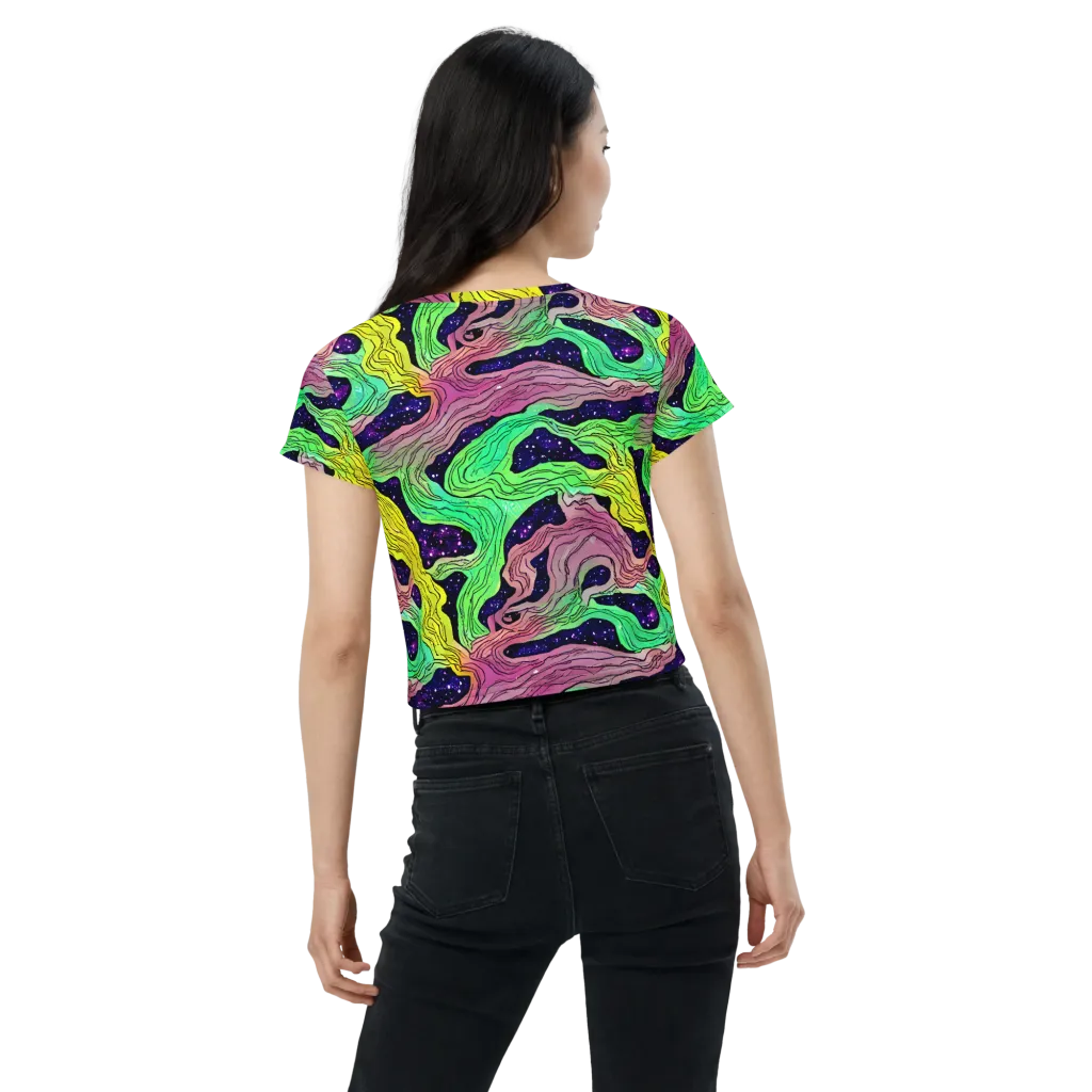 Psychedelic Tides on Crop Tee — Back