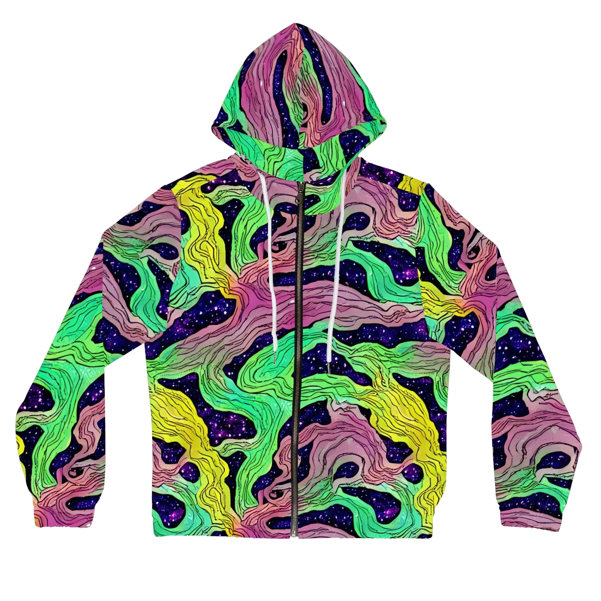 Psychedelic Tides on Women's Full-Zip Hoodie — Front